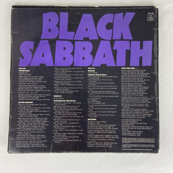 BLACK SABBATH MASTER OF REALITY LP - Image 2